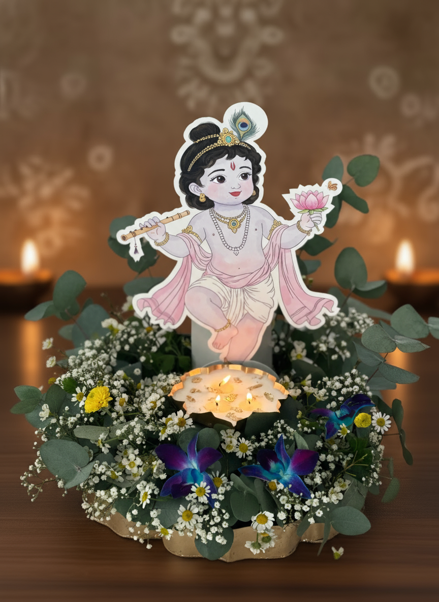 DivineBloom Collection - Flowers and Urli Candle